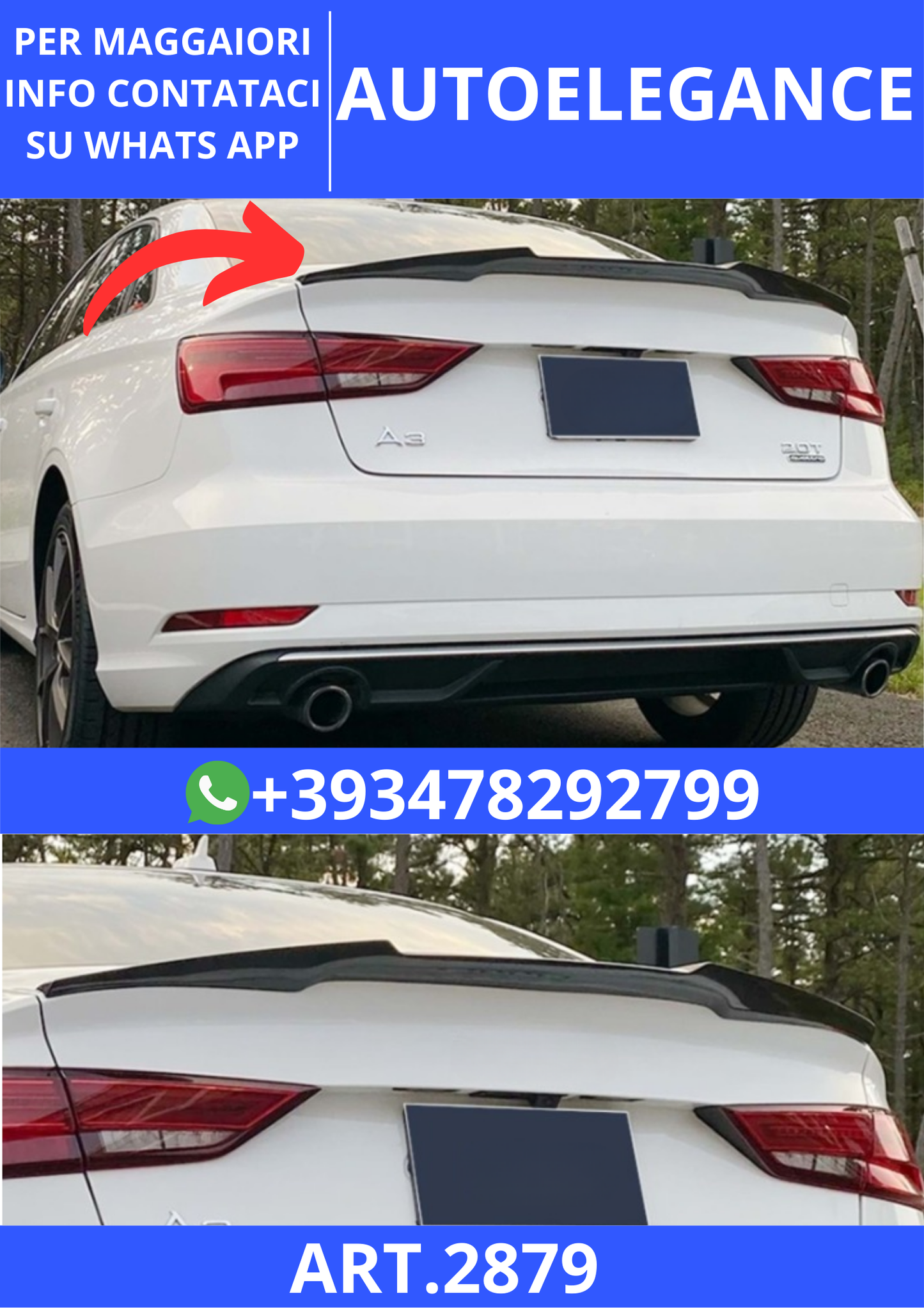 💫ART.2879 Spoiler M4 V2 Style Audi A3 8V SD 2012+💫