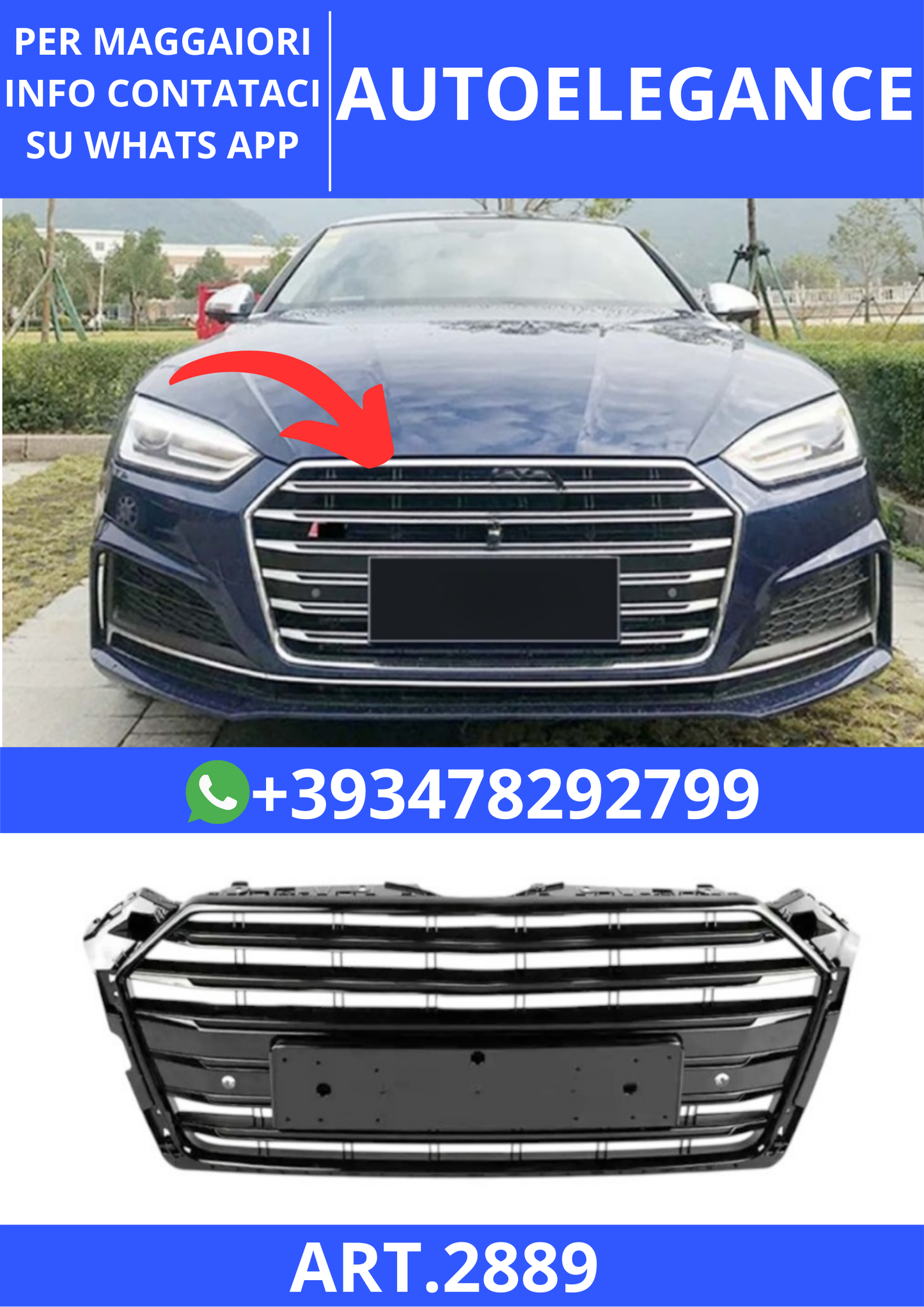 💫ART.2889 Griglia Anteriore S5 Style Audi A5 B9 2016+💫