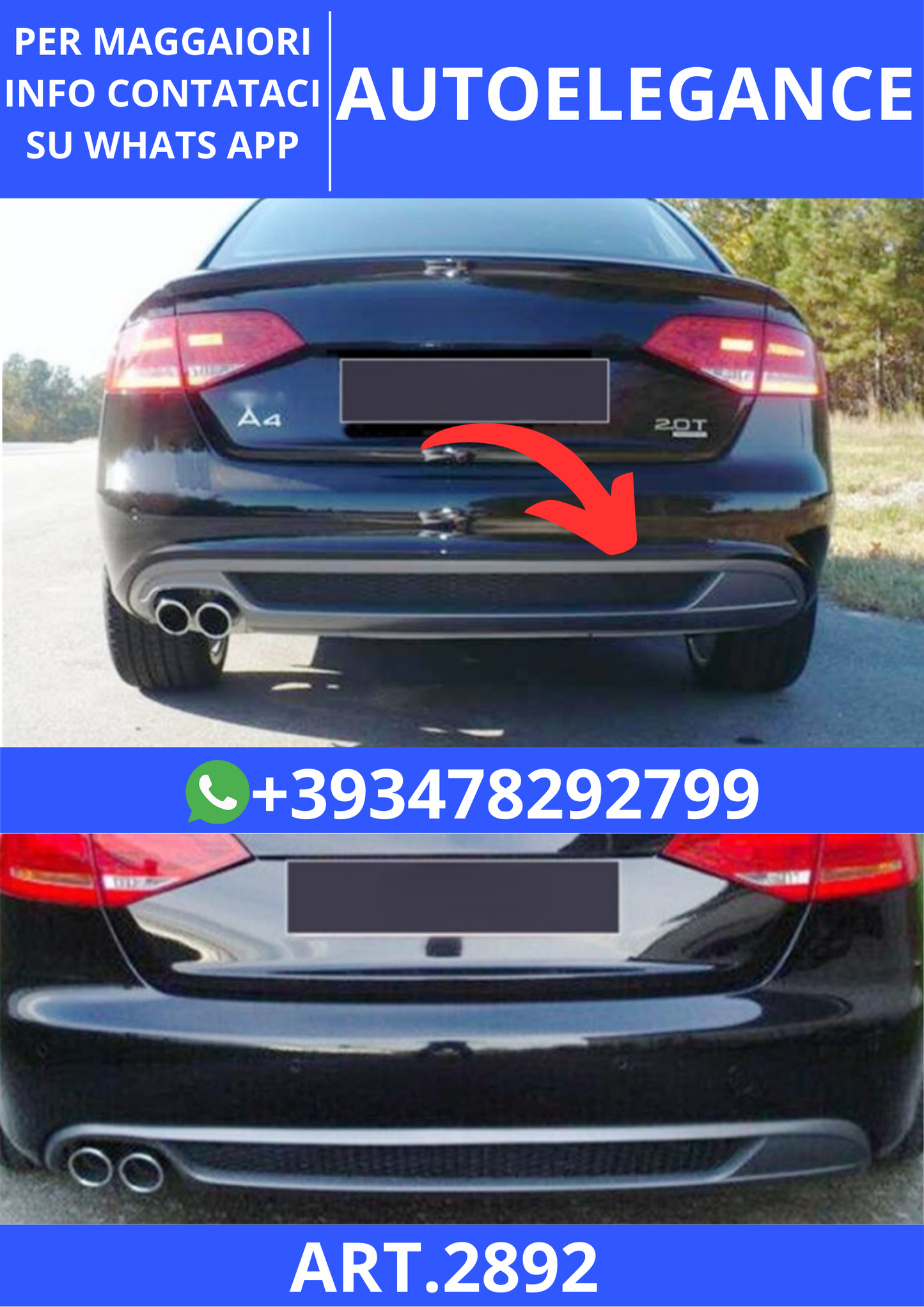💫ART.2892 ST02625 Diffusore A Plus+ S Line Audi A4 B8 2008+💫