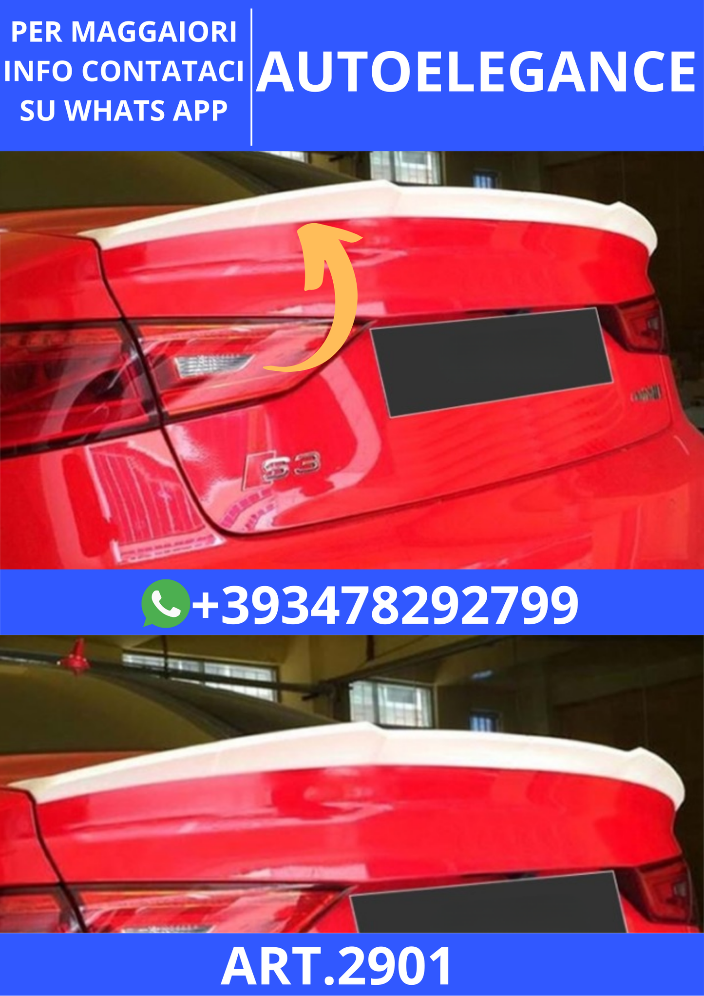 💫ART.2901 Spoiler M4 V1 Audi A3 8V SD 2012+💫