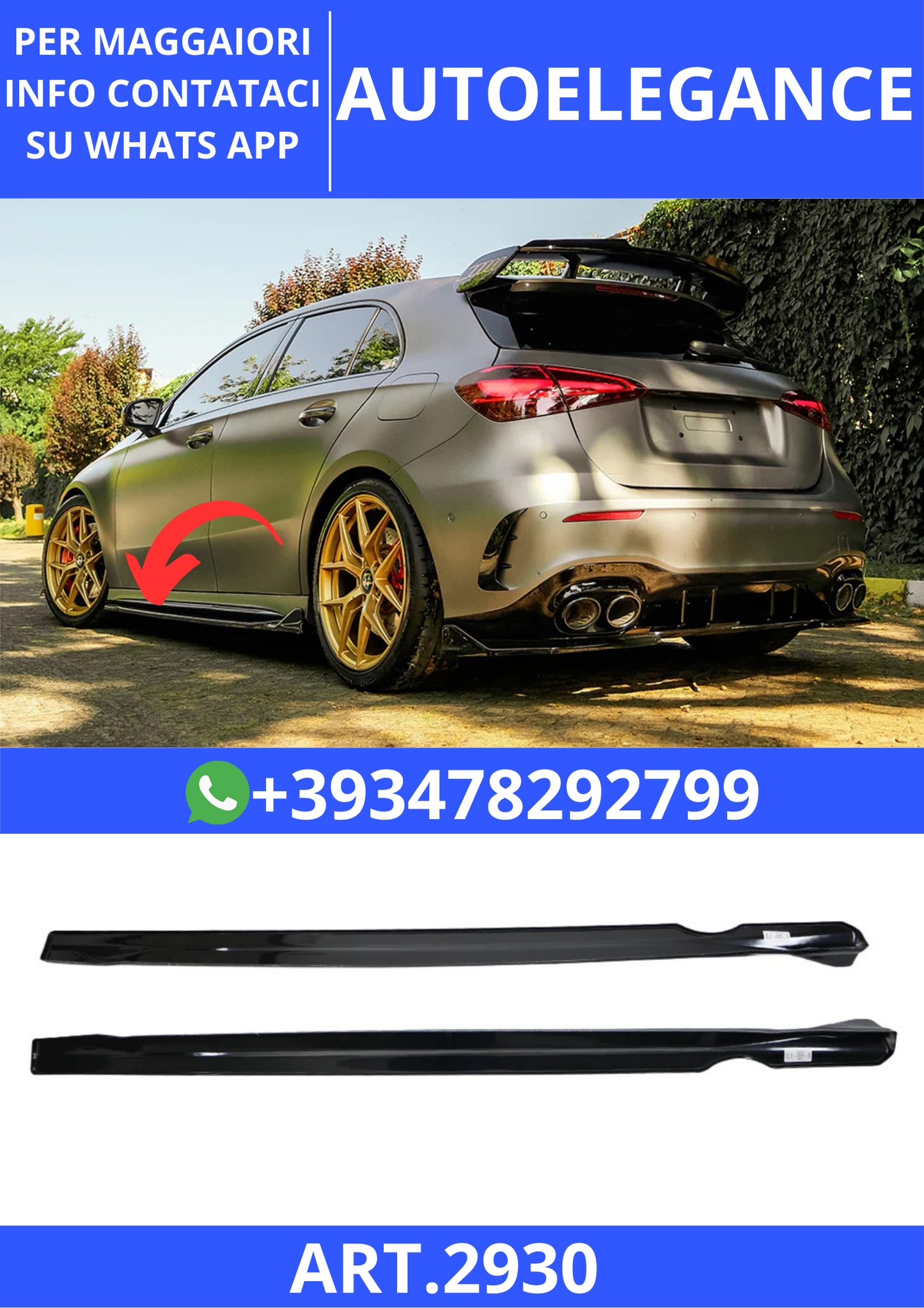 💫ART.2930 Sotto Minigonne MERCEDES A Class A45 Aero Pack W177 Facelift 2019+💫
