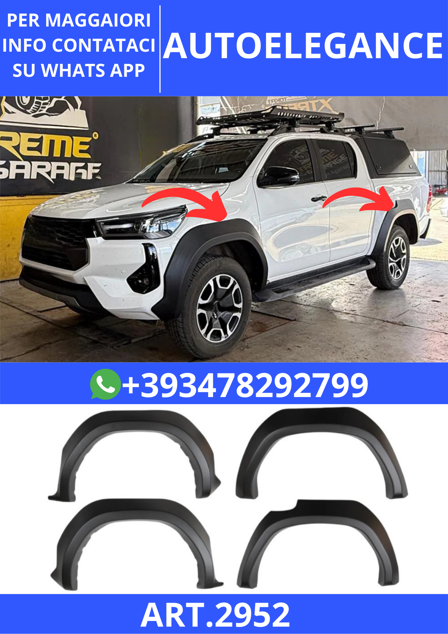💫ART.2952 Parafanghi Allargati TOYOTA Hilux 8Th Generation Facelift 💫
