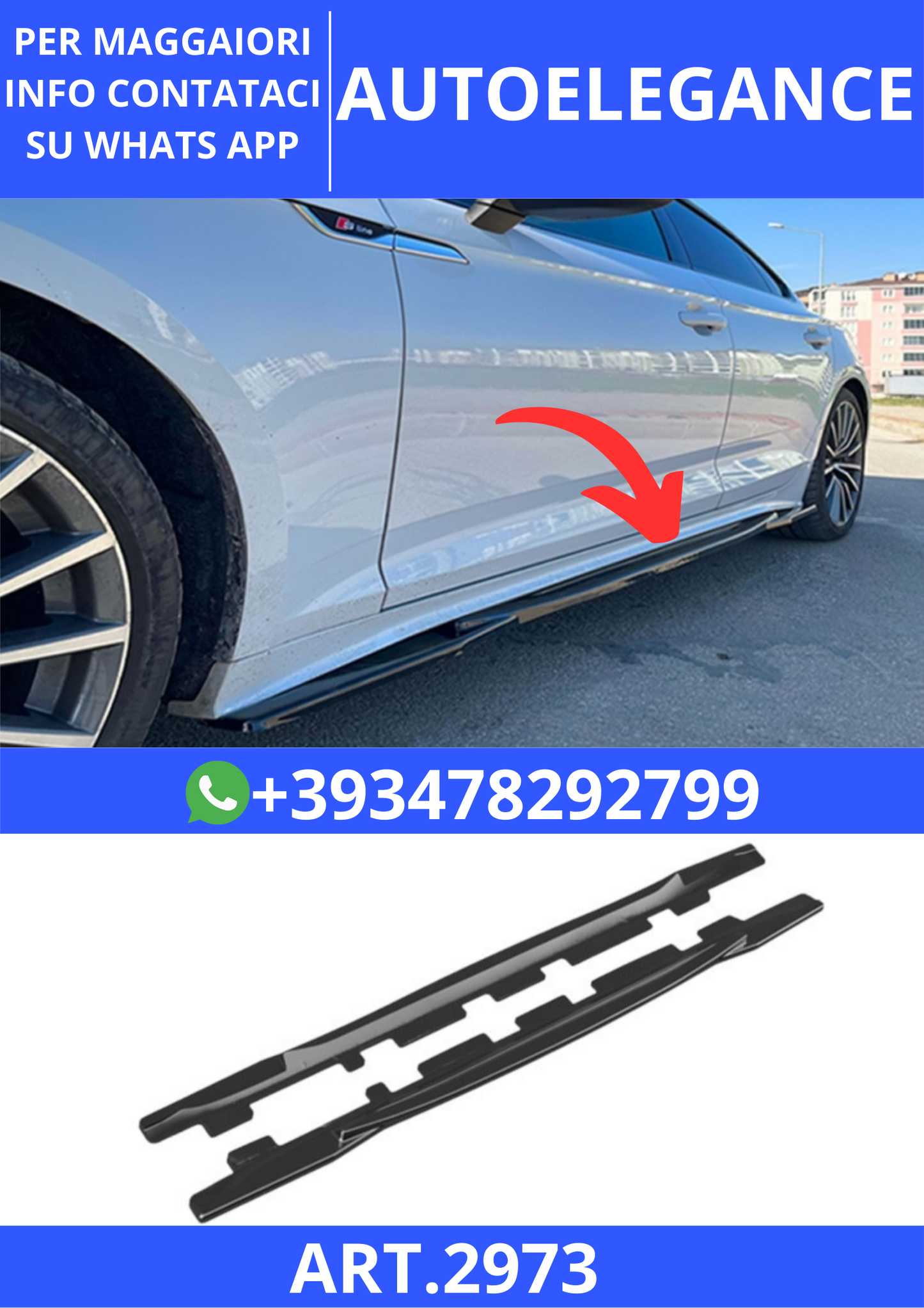 💫ART.2973 SS10-0018 Sotto Minigonne S/S Line V1 - Audi A5 S B9 FL SB 2019+💫