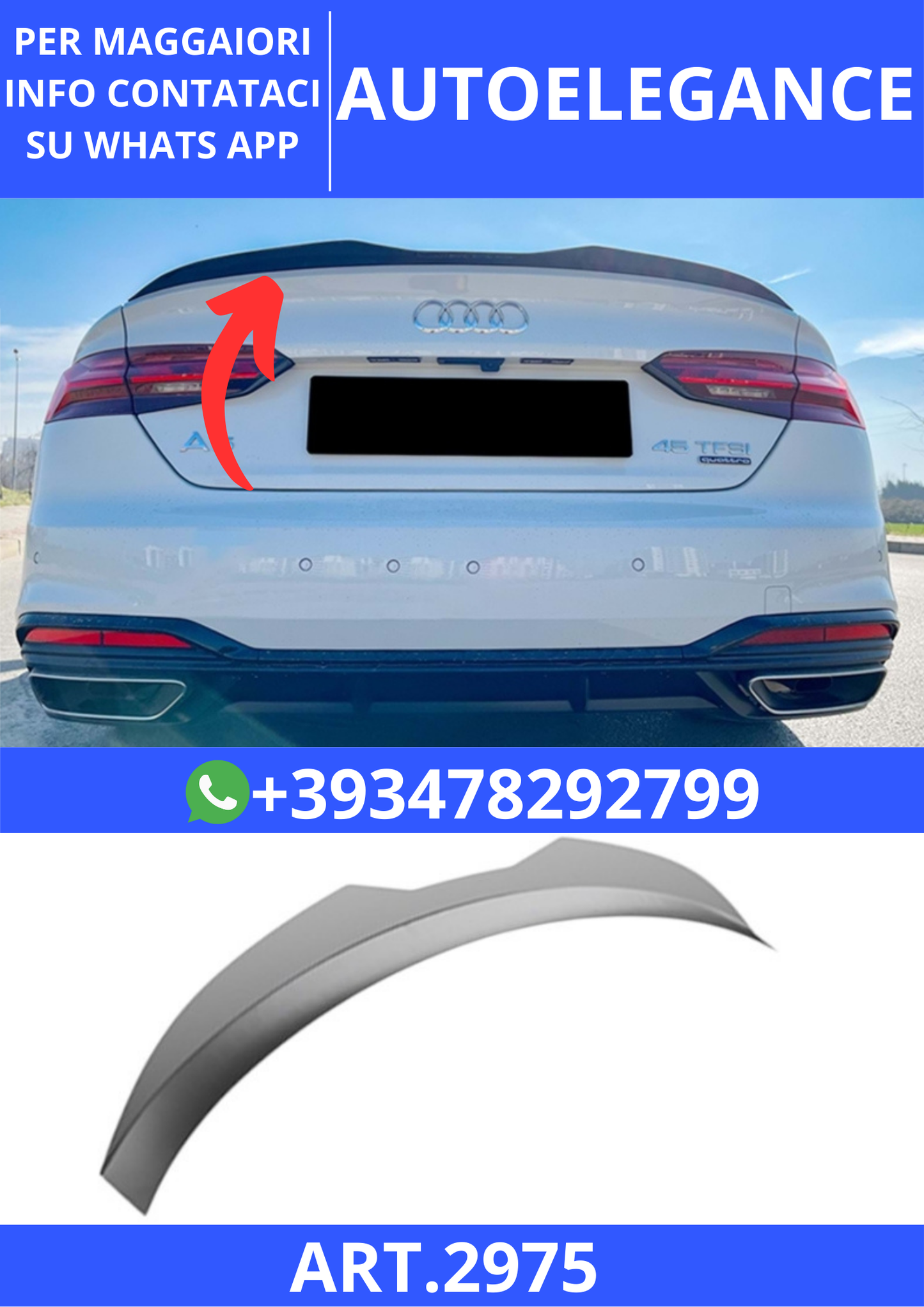 💫ART.2975 Spoiler S5/S Cap V1 Audi A5 S B9 SB 2016+💫