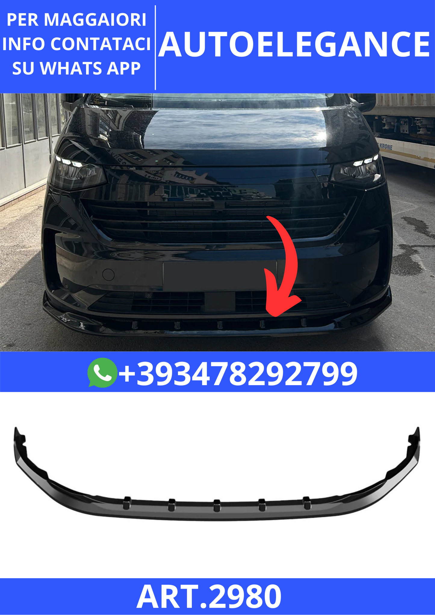 💫ART.2980 Splitter VW VOLKSWAGEN Transporter T7 2024+ v5💫