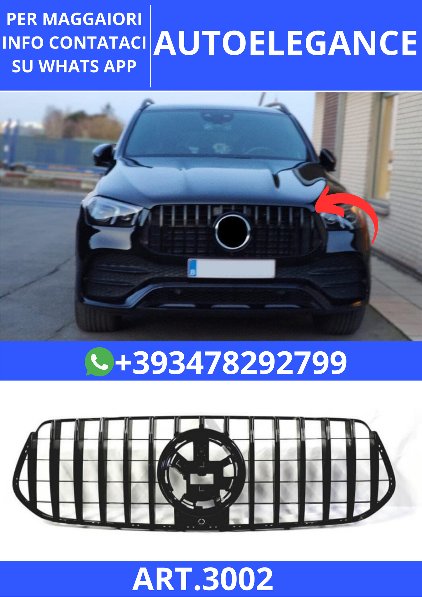 💫ART.3002 Griglia GLE W167 SUV / GLE Coupe C167 black 2020-2023.💫