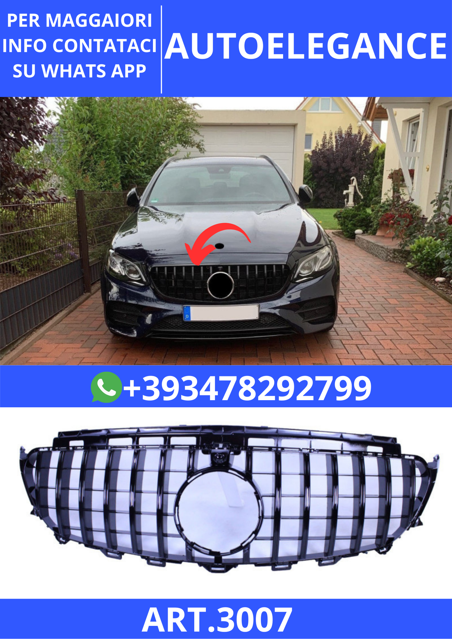 💫ART.3007 Griglia Black Sport per Mercedes-Benz E W213 S213 A238 C238💫