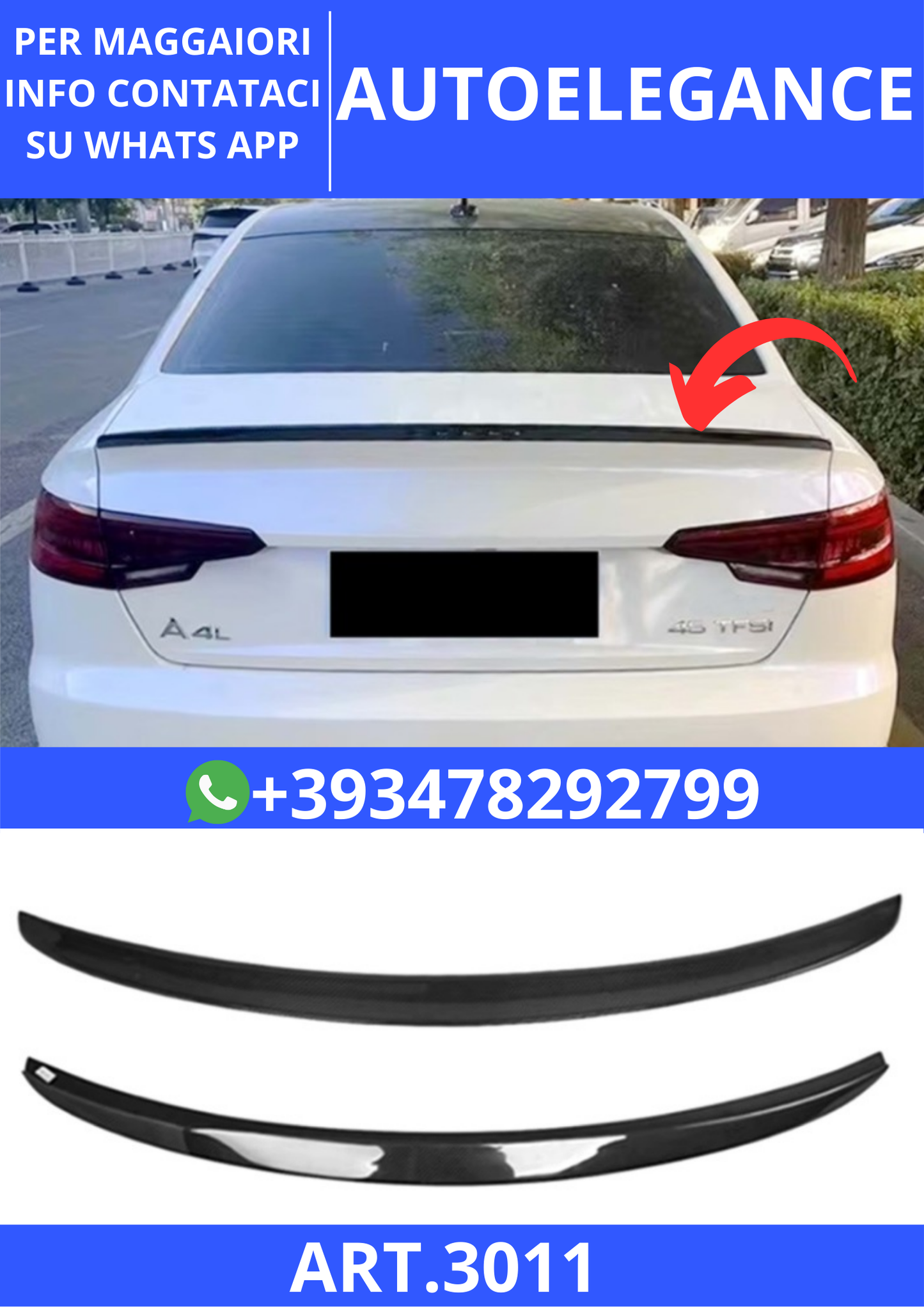 💫ART.3011 Spoiler S4 V2 Anatomic Style Audi A4 B9 2016+💫