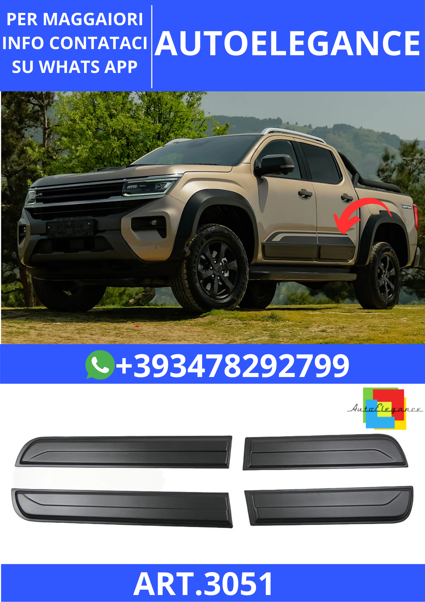 💫ART.3051 BC05.022 Protezione Portiere VW VOLKSWAGEN Amarok MK2 2022+💫
