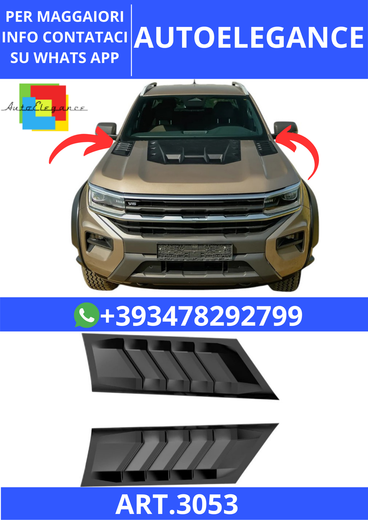 💫ART.3053 PRESE ARIA COFANO VW VOLKSWAGEN Amarok 2022+💫