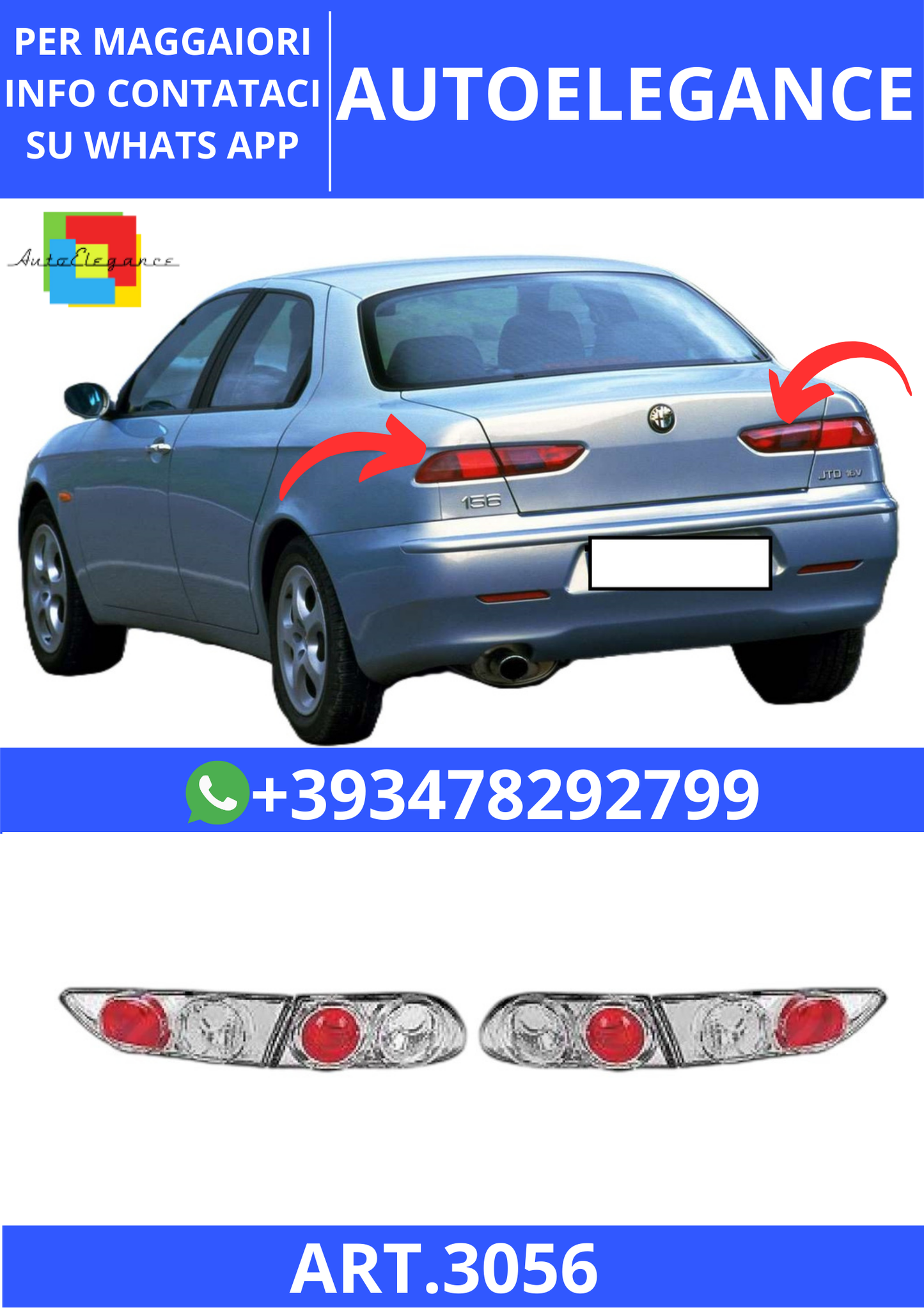 💫ART.3056 Set Fari Posteriori (sinistra e destra) Alfa Romeo 156 97-03💫