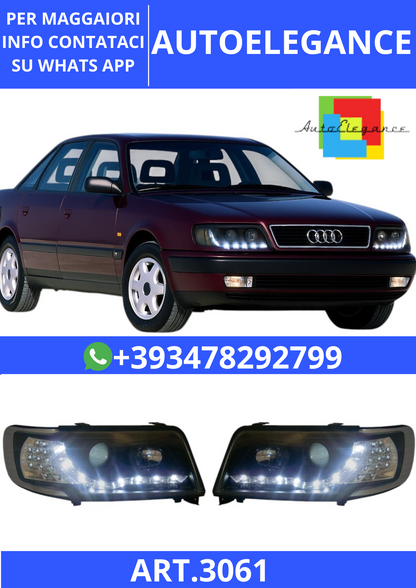 💫ART.3061 Set Fari Anteriori (DRAGON-LIGHTS) Nero adatto per Audi 100 90-94💫