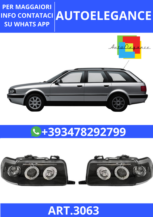 💫ART.3063 Set Fari Anteriori (Nero) Audi 80 Lim/Avant (B4) 91-95💫