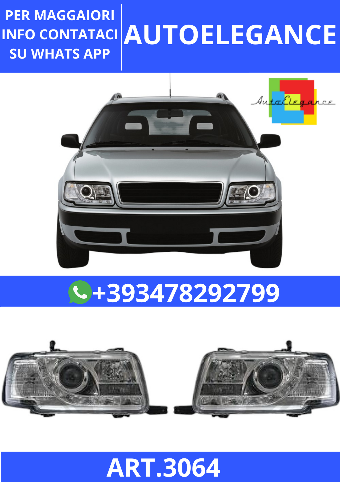 💫ART.3064 Set Fari Anteriori DRAGON-LIGHTS(chromato) Audi 80 Lim/Avant💫