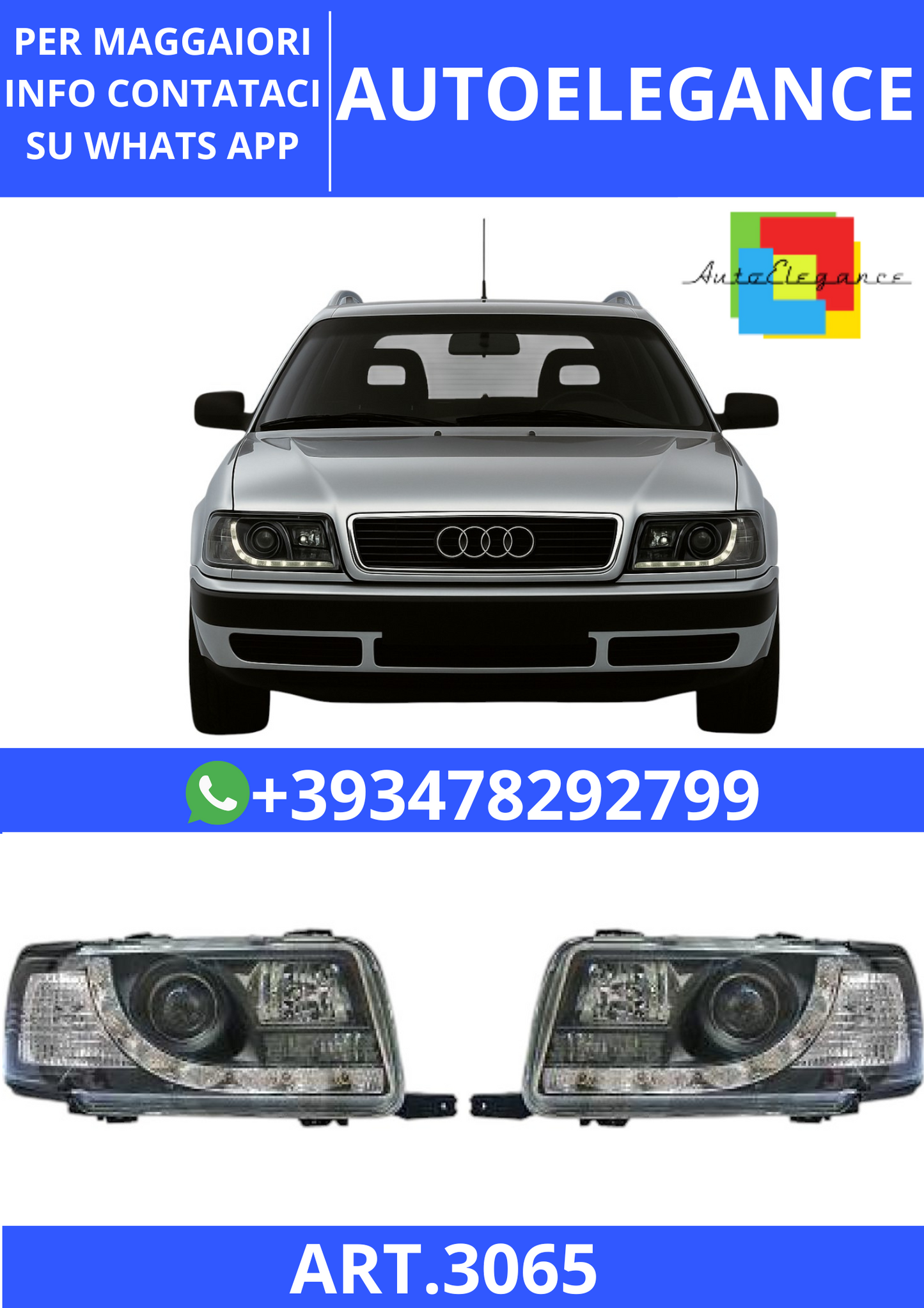 💫ART.3065 Fari Anteriori DRAGON-LIGHTS (nero) Audi 80 Lim/Avant (B4) 91-94💫