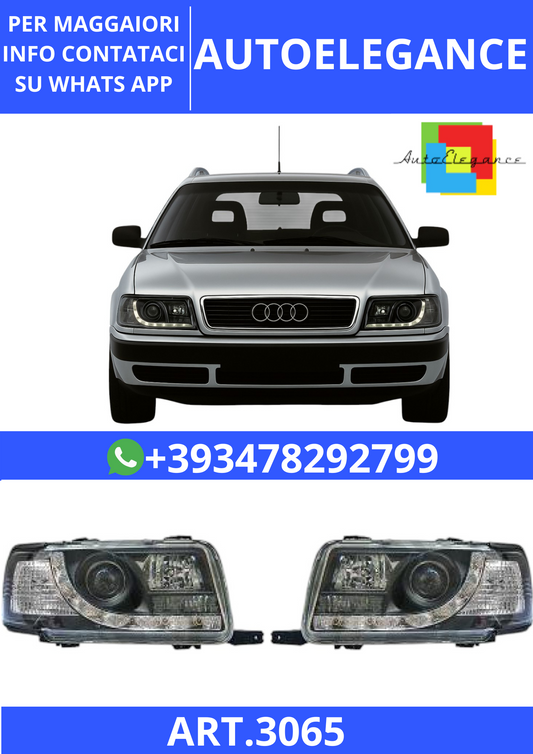 💫ART.3065 Fari Anteriori DRAGON-LIGHTS (nero) Audi 80 Lim/Avant (B4) 91-94💫