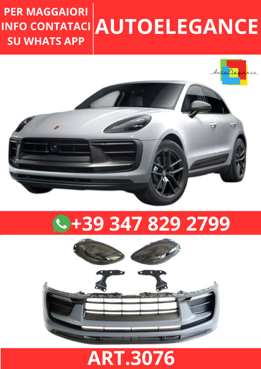 💫ART.3076 Paraurti Anteriore Porsche Macan 2014-2018 Look 2023 Fanali💫