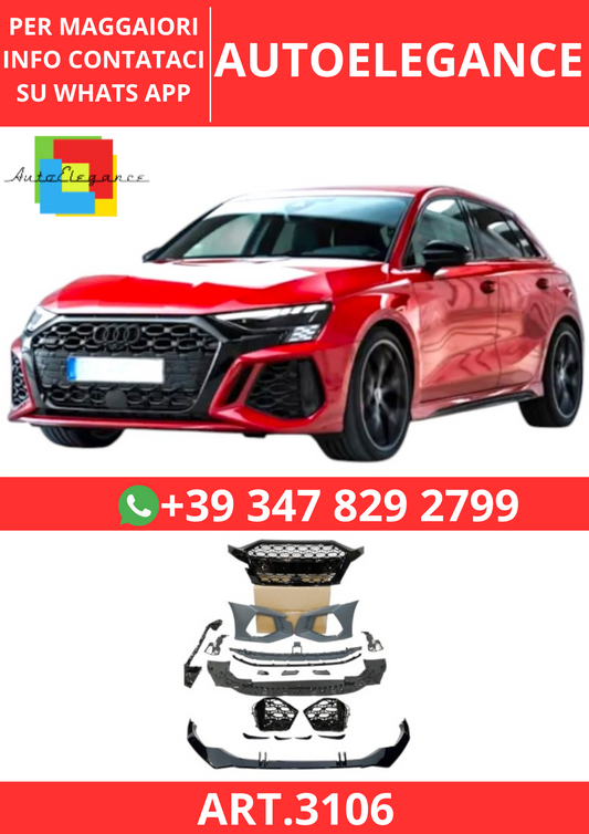 💫ART.3106 Paraurti Anteriore Audi A3 Sedan / Sportback 2021+ Look RS3💫