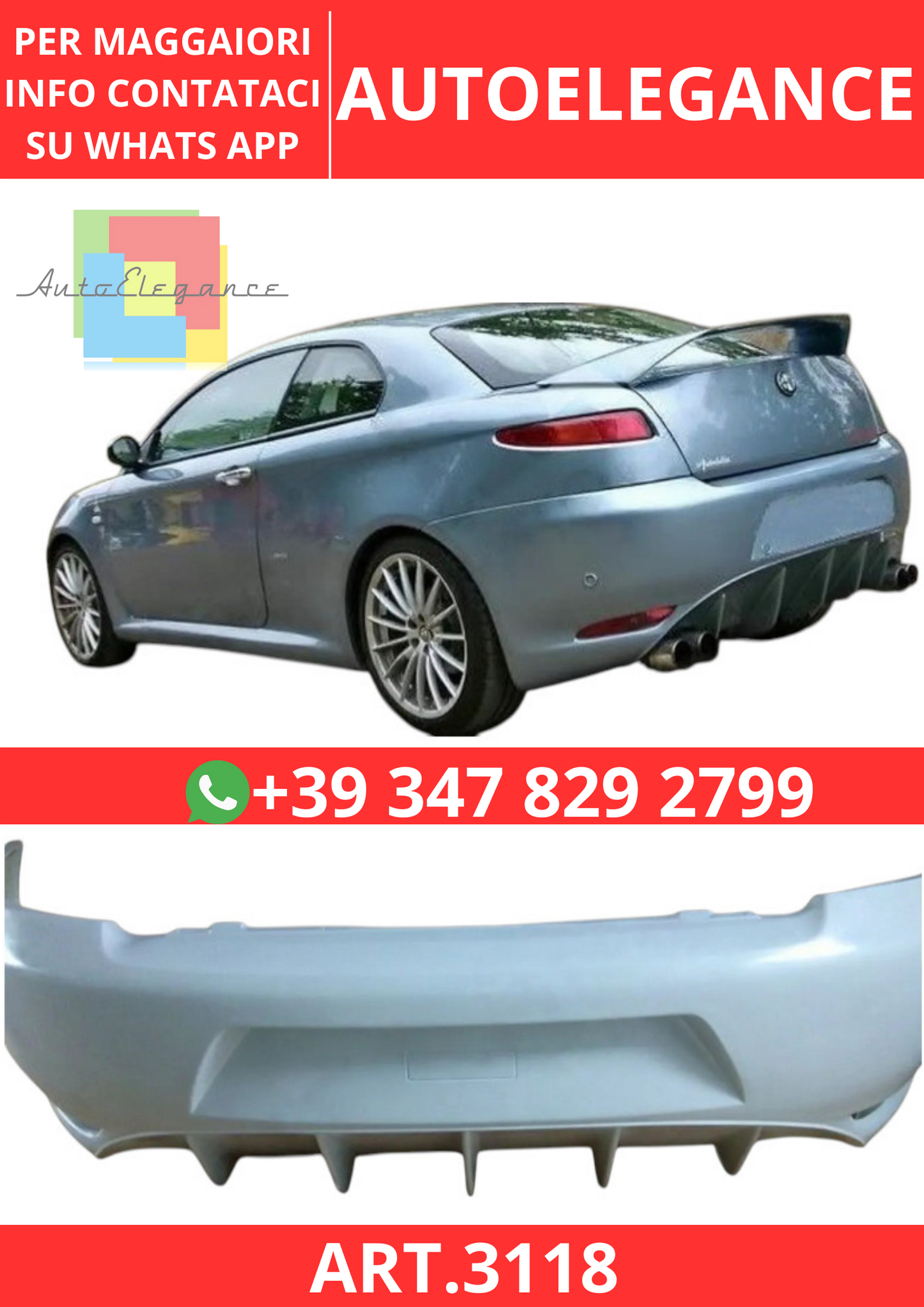 💫ART.3118 Paraurti Posteriore Alfa GT💫