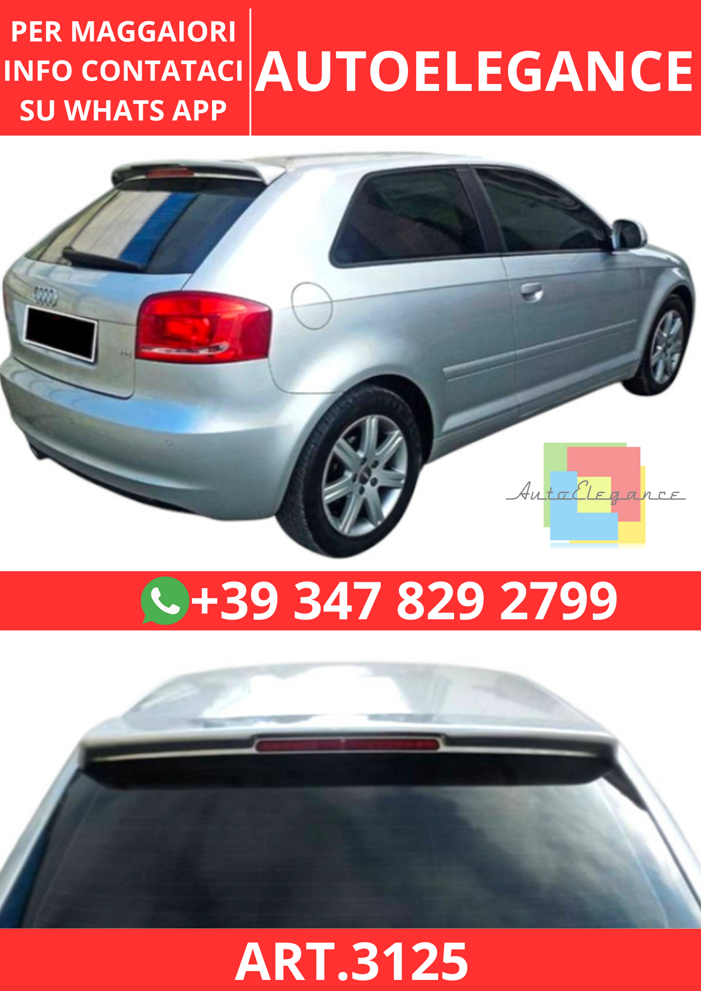 💫ART.3125 Spoiler Audi A3 S3 03-11💫