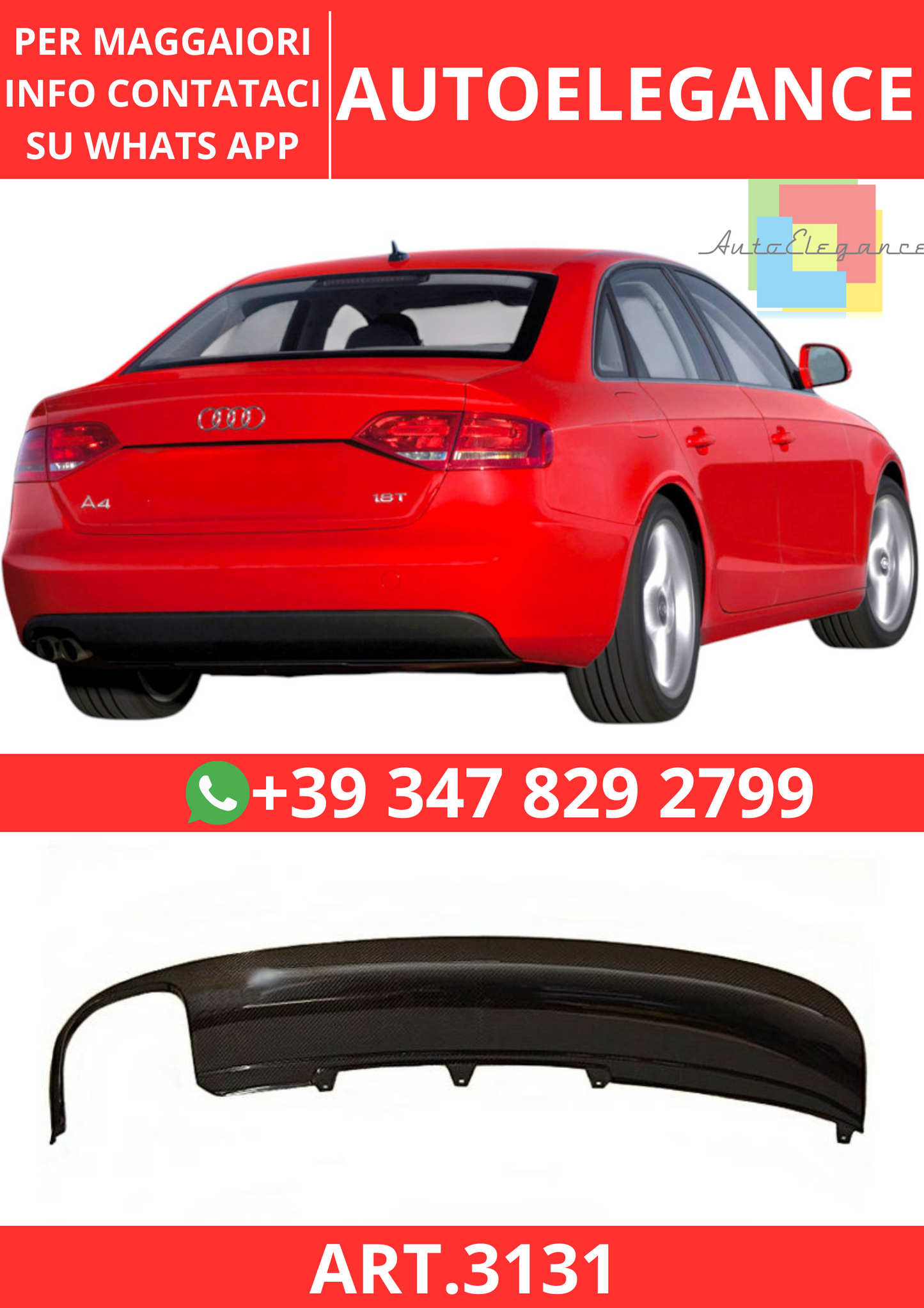 💫ART.3131 Diffusore Audi A4 B8 09-12 Carbonio💫