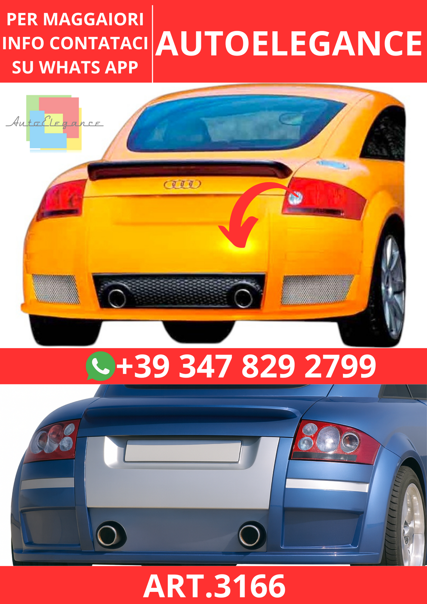 💫ART.3166 Paraurti Posteriore Audi TT 98-05 8N💫