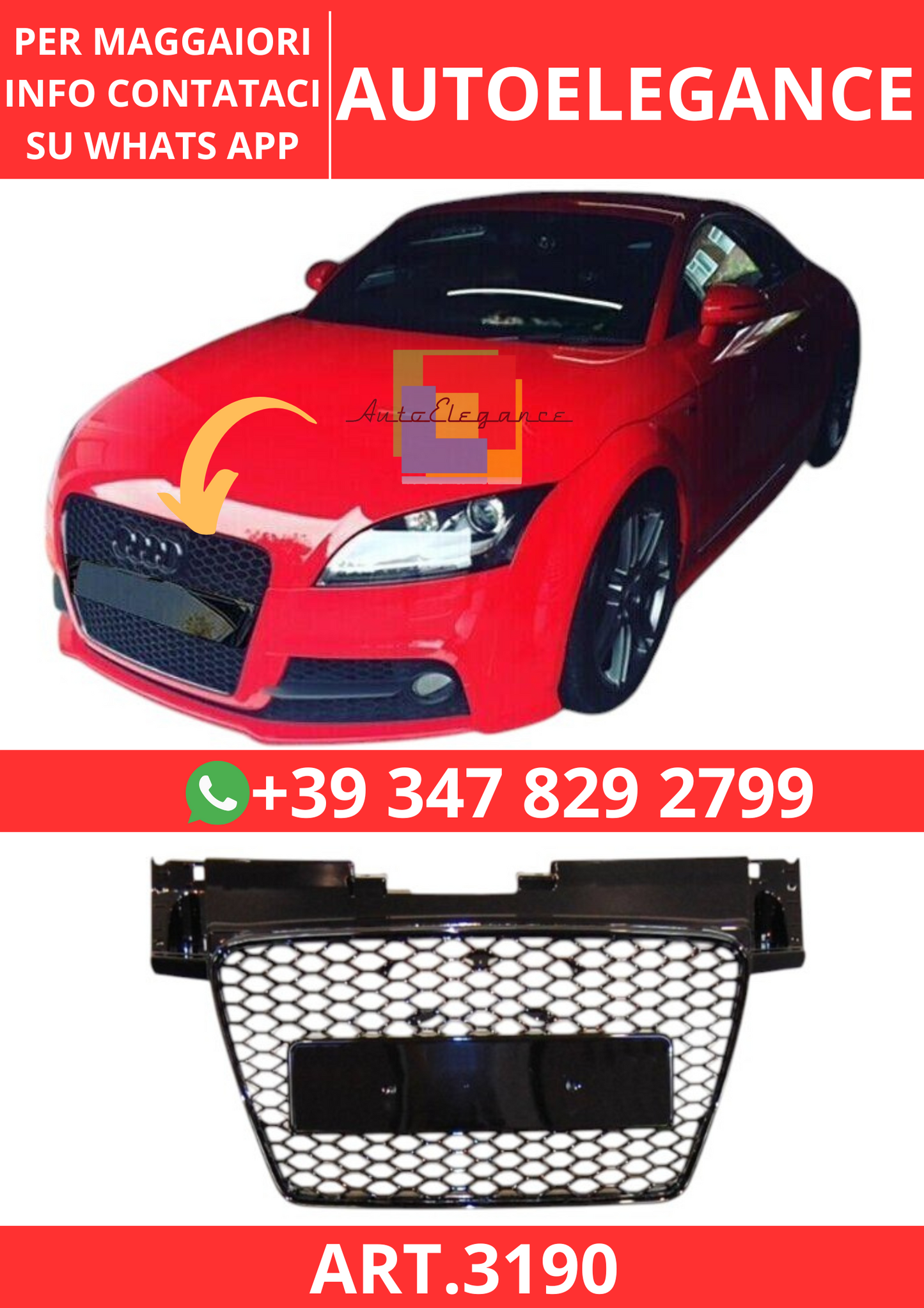 💫ART.3190 Griglia Audi TT 8J 2006-2014 Look RS💫