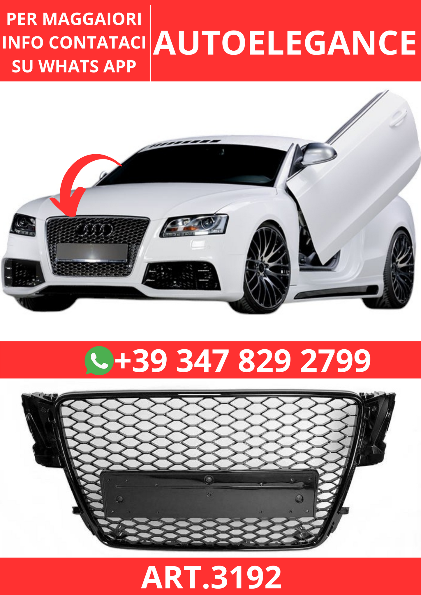 💫ART.3192 Griglia Audi A5 2007-2012 Look RS5💫