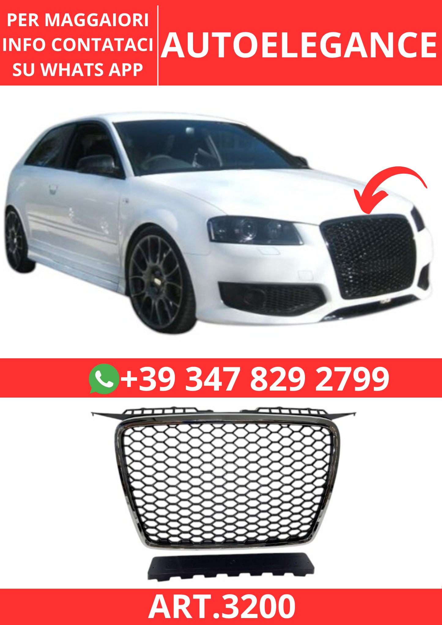 💫ART.3200 Audi A3 05-08 8P RS Cromato💫