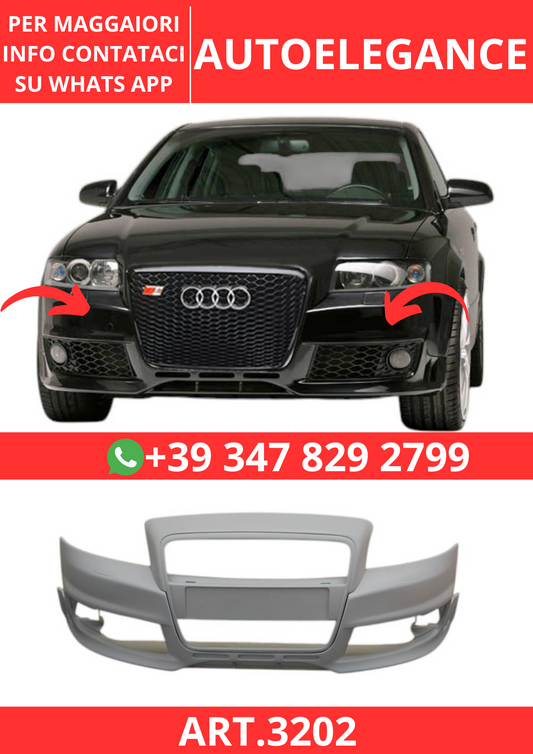 💫ART.3202 Paraurti Anteriore Audi A4 02-04 Look RS4💫