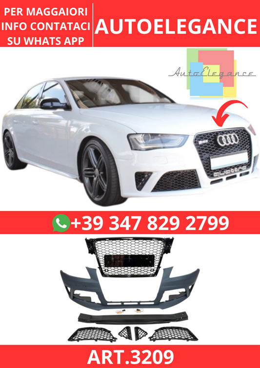 💫ART.3209 Paraurti Anteriore Audi A4 2009-2012 B8 Sedan/Avant look RS4💫