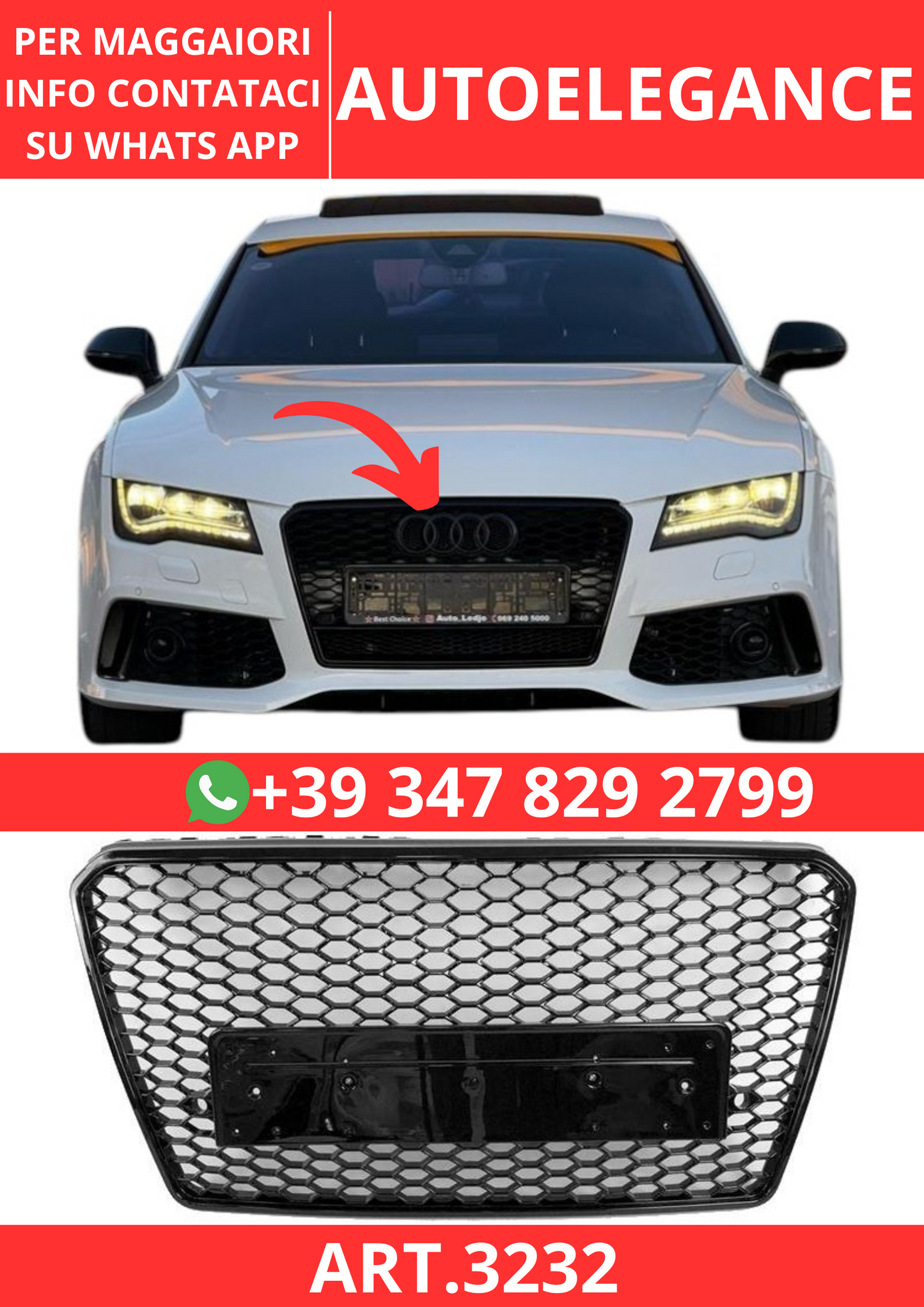 💫ART.3232 Griglia sportiva Audi A7 2011-2014 Look RS7💫