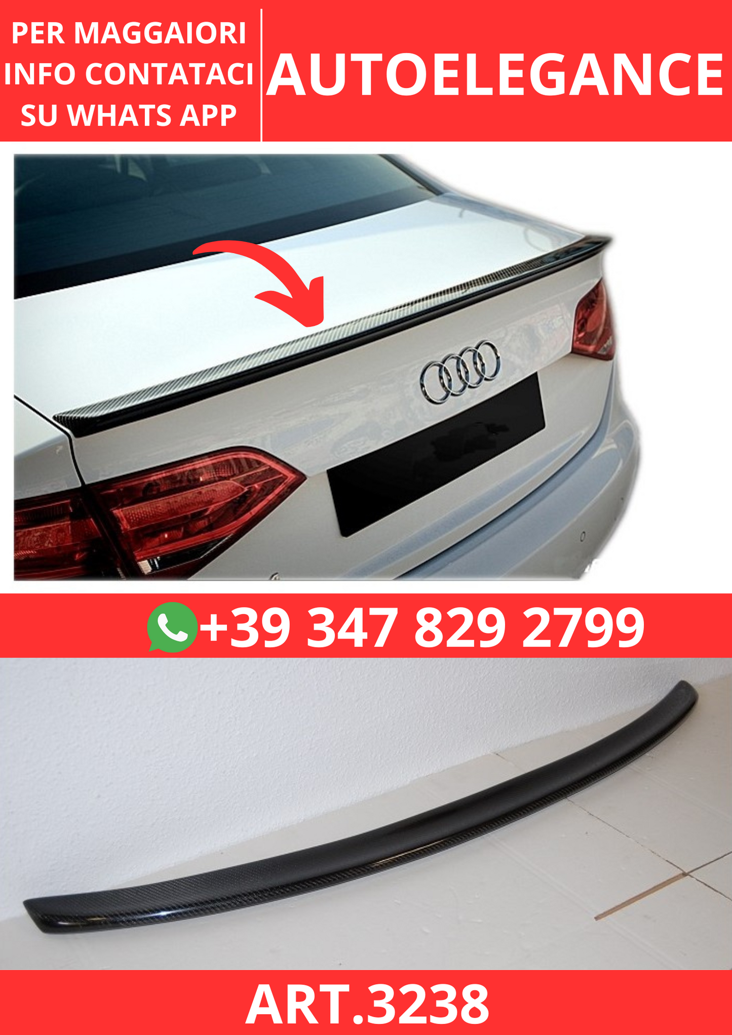 💫ART.3238 Spoiler Carbonio Audi A4 B8 2008-2015 💫