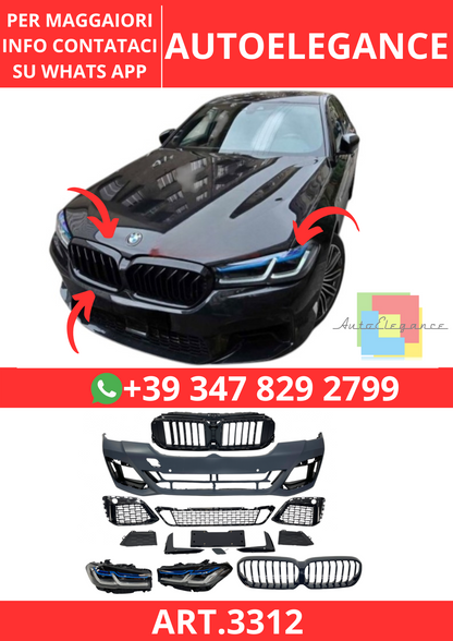 💫ART.3312 Paraurti + Fari Anteriori BMW G30 / G31 2017-2019 Look LCI M-Tech💫