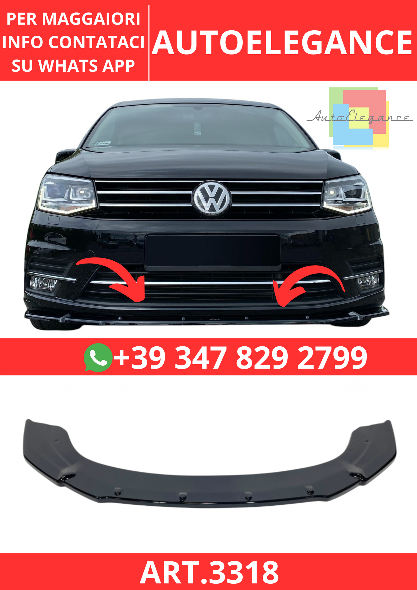 💫ART.3318 Volkswagen Caddy MK4 2015-2020 Nero lucido💫