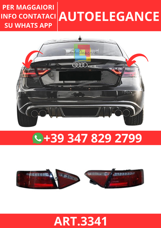 💫ART.3341 Fari Posteriori Audi A5 2-4P 07-09 Led Red/Smoked Cardna💫