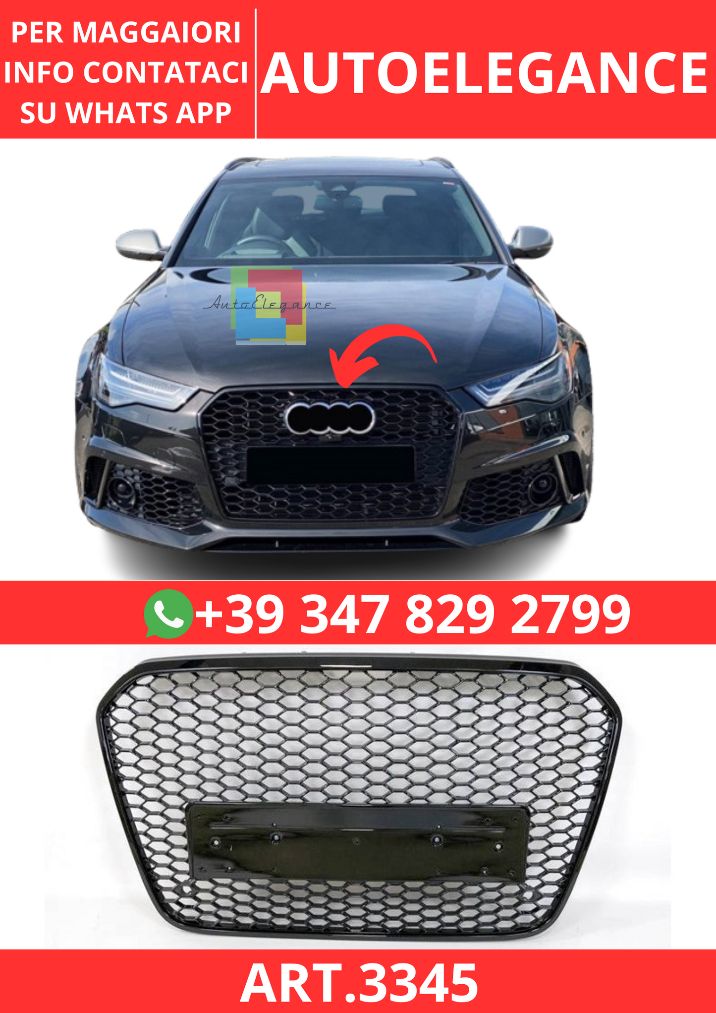 💫ART.3345 Griglia Audi A6 11-15 C7 Look RS6 Black💫