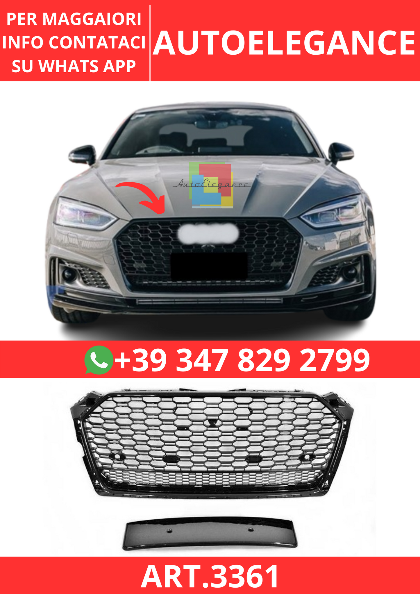 💫ART.3361 Griglia Audi A5 2017 Look RS5💫