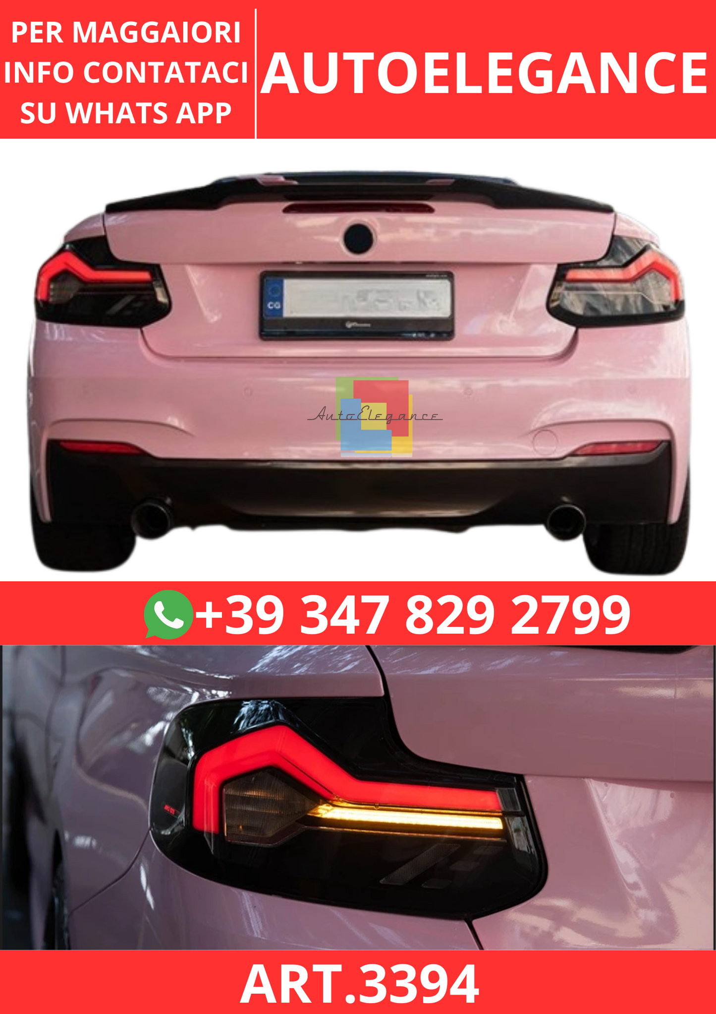 💫ART.3394 Fanali Posteriori BMW 2 Series F22 F23 F45 F46 220i LED 14-15💫