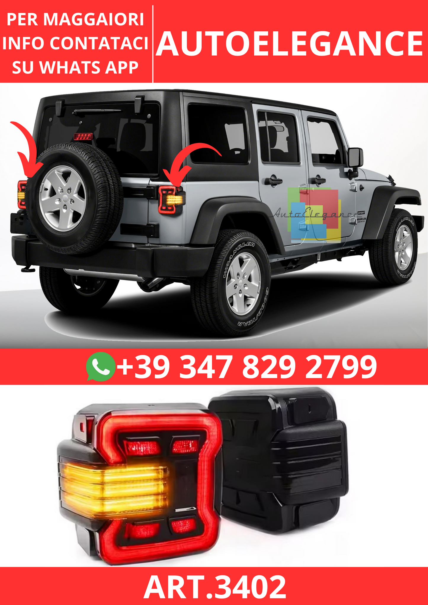 💫ART.3402 Fanali posteriori Z-TOYO LED per Jeep Wrangler JK 2007-2017💫