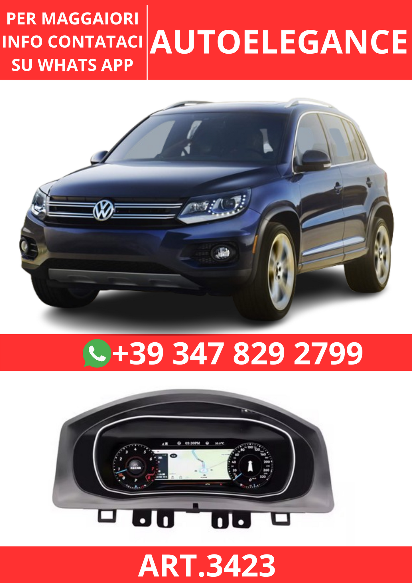 💫ART.3423 Cockpit virtuale digitale  LCD per Tiguan 09 -17💫