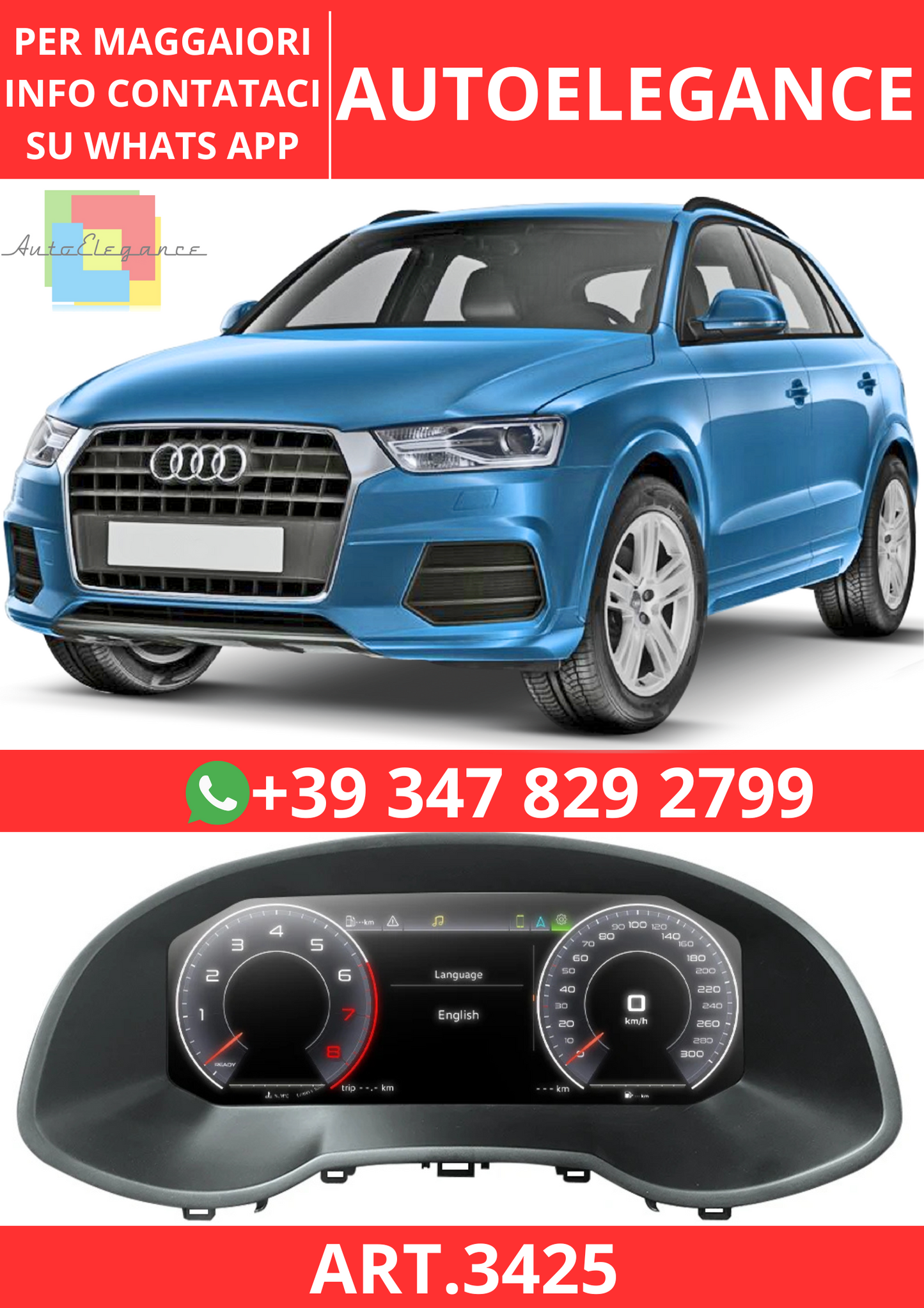 💫ART.3425 Cockpit virtuale digitale LCD per Audi Q3 2011-2018💫