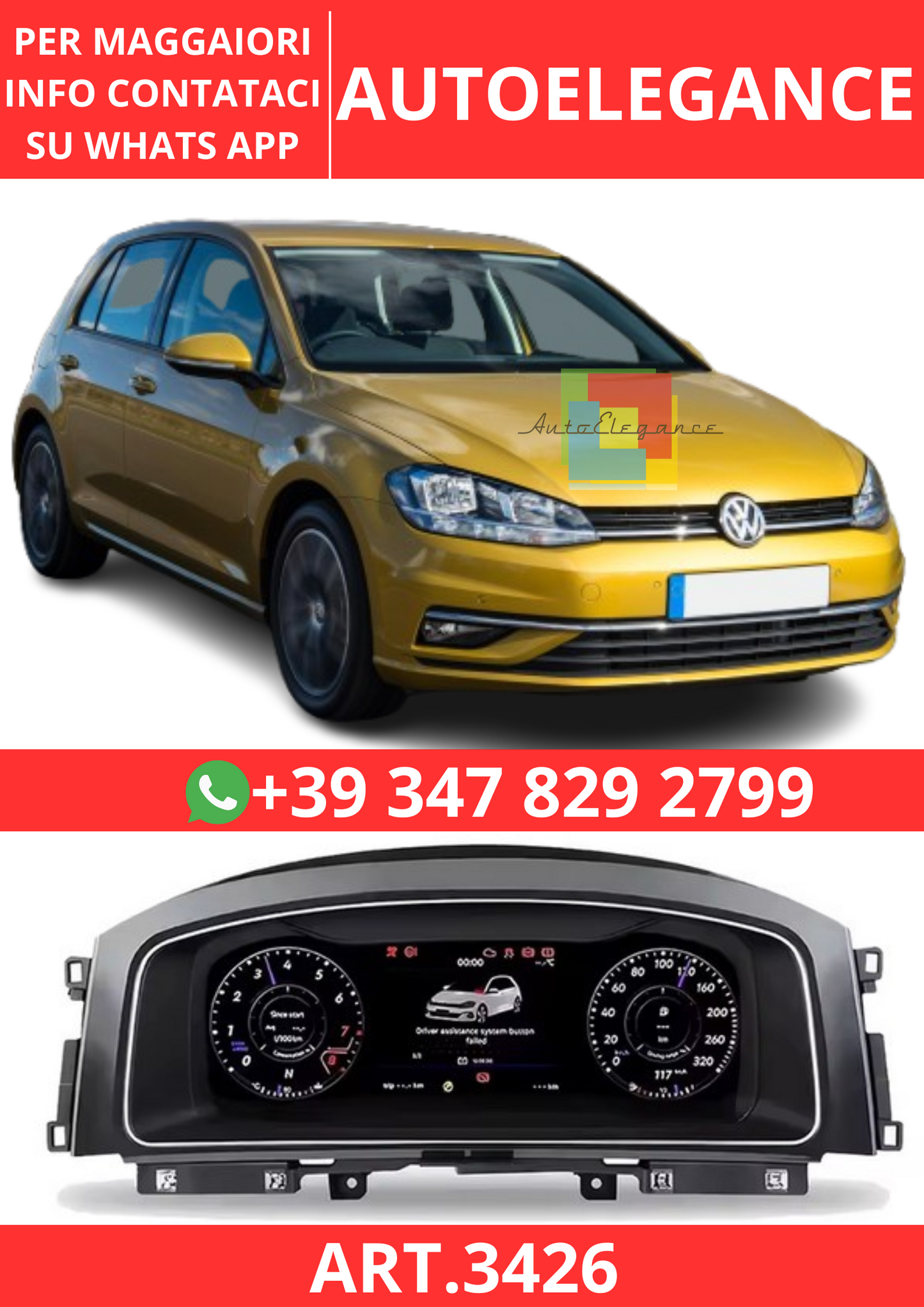 💫ART.3426 Cockpit virtuale digitale LCD per VW golf7 7.5 2013-2020💫
