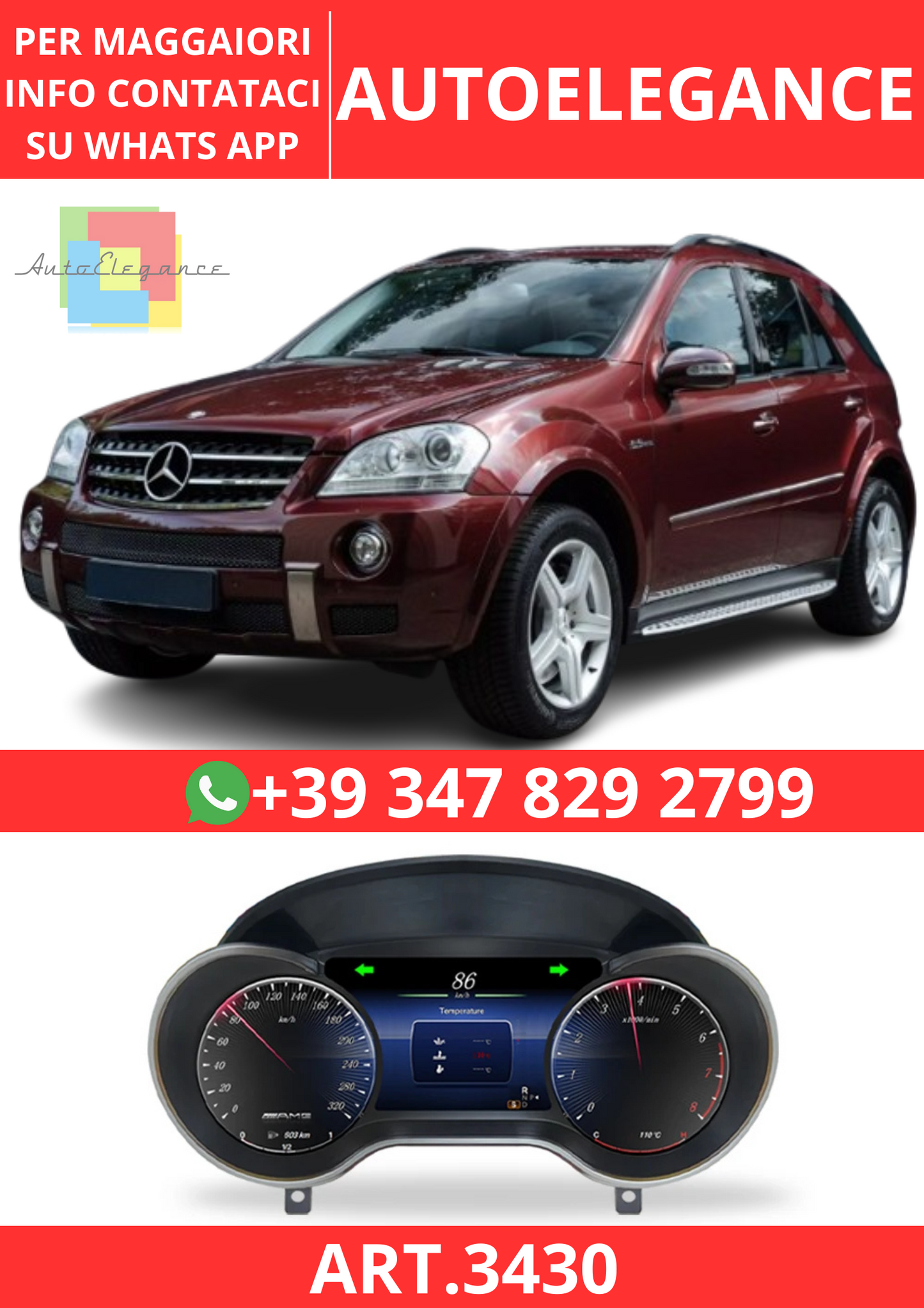 💫ART.3430 Cockpit virtuale digitale LCD per M. Benz ML GL GLE GLS W164 06-19💫