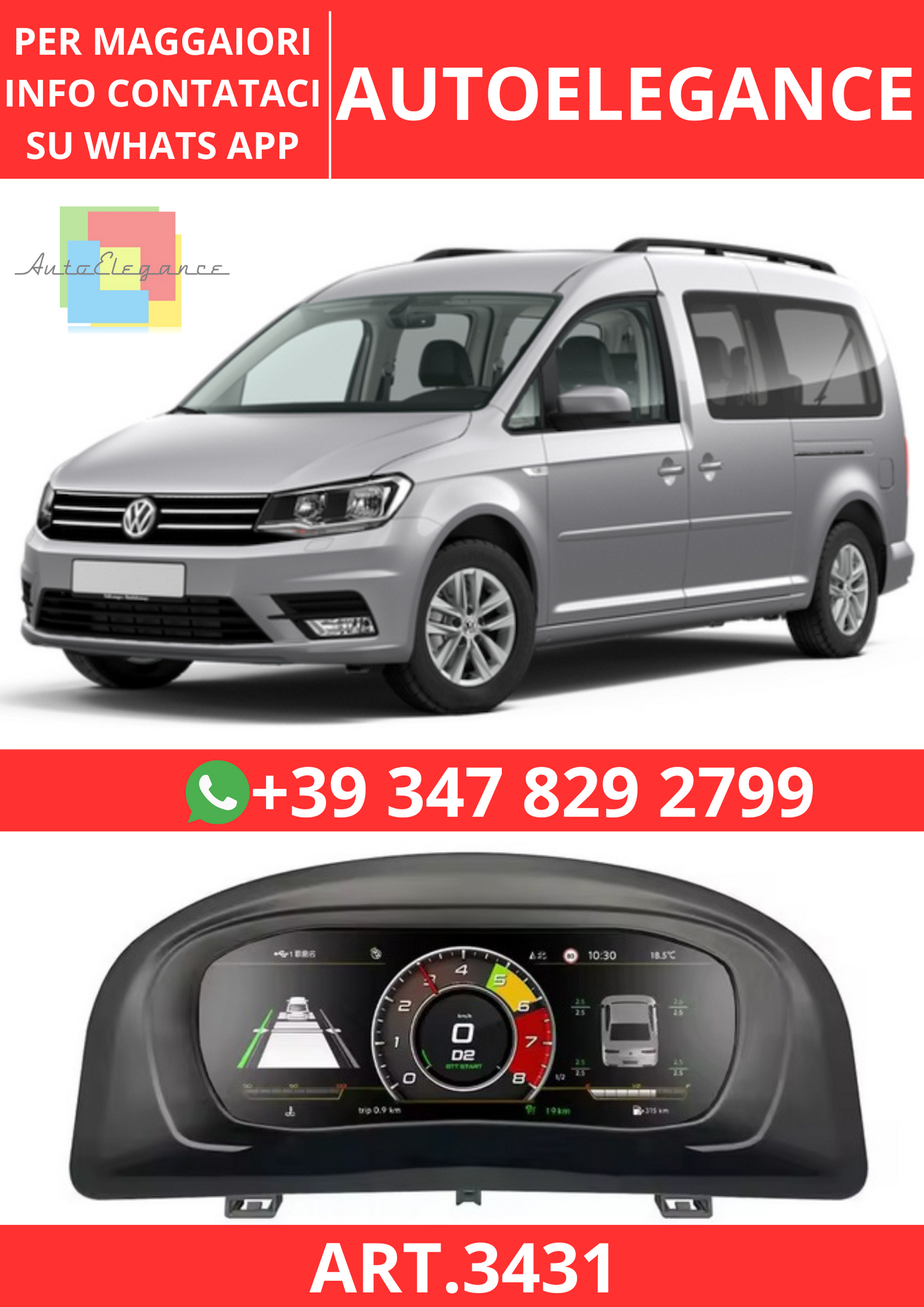 💫ART.3431 Cockpit virtuale digitale LCD per VW Caddy 2003-2020💫