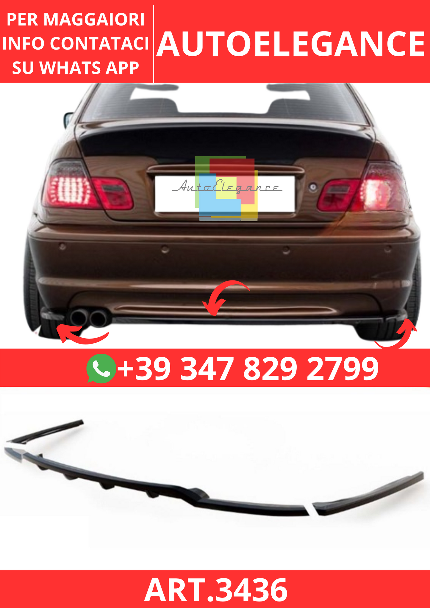 💫ART.3436 Diffusore BMW 3 Series E46 / 2001 - 2006💫