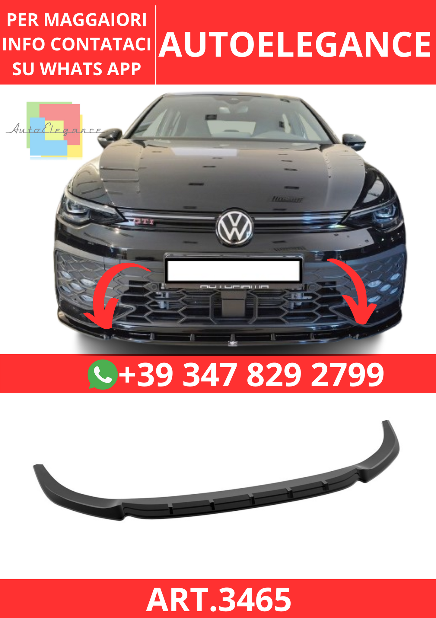 💫ART.3465 Splitter V.1 Volkswagen Golf Mk8 Facelift GTI / GTE / R-Line💫