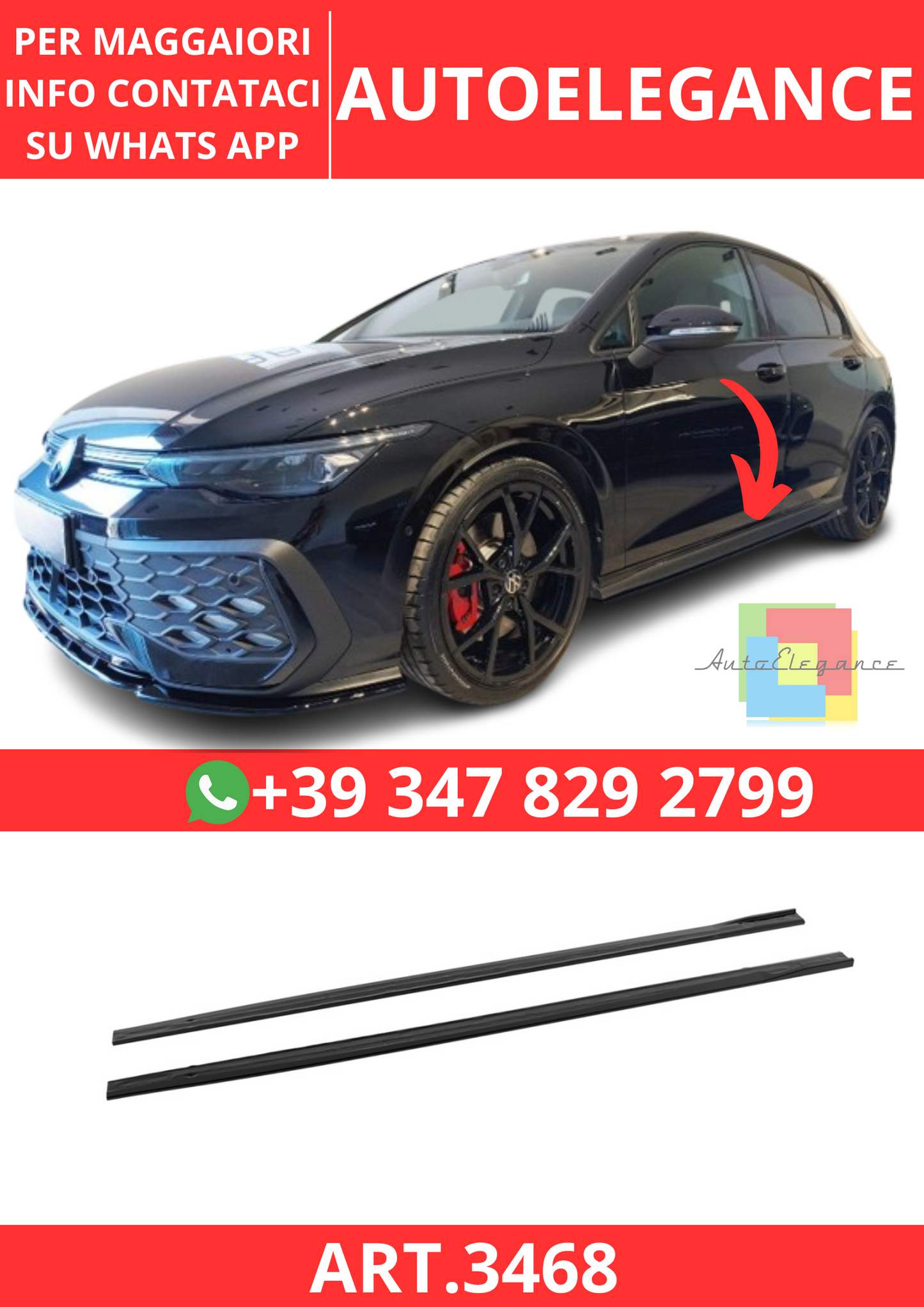 💫ART.3468 Sotto Minigonne V.2 Volkswagen Golf Mk8 GTI /GTE / R-line💫