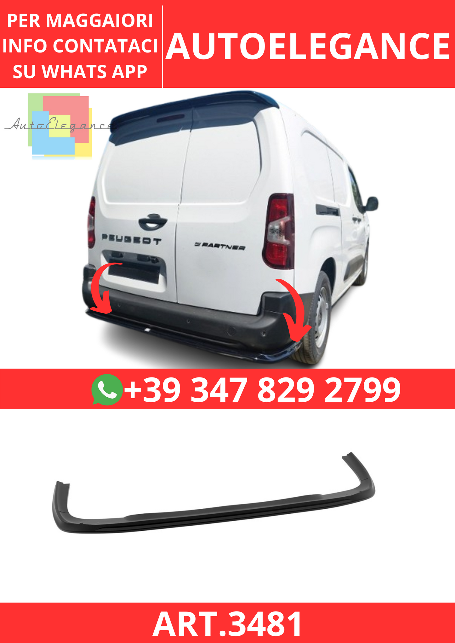 💫ART.3481 Diffusore Citroen Berlingo L2 Mk3 / Peugeot Partner L2 Mk3💫
