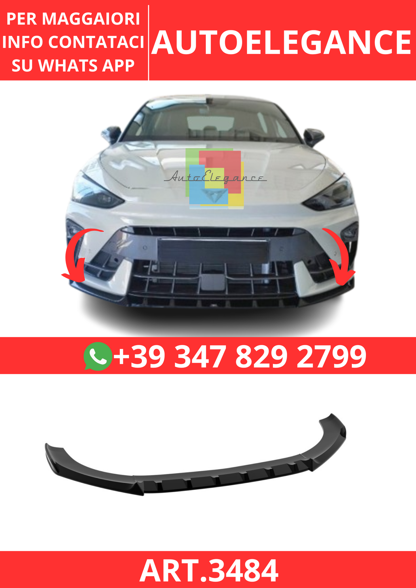 💫ART.3484 Splitter per Cupra Leon MK1 Facelift 2020+💫